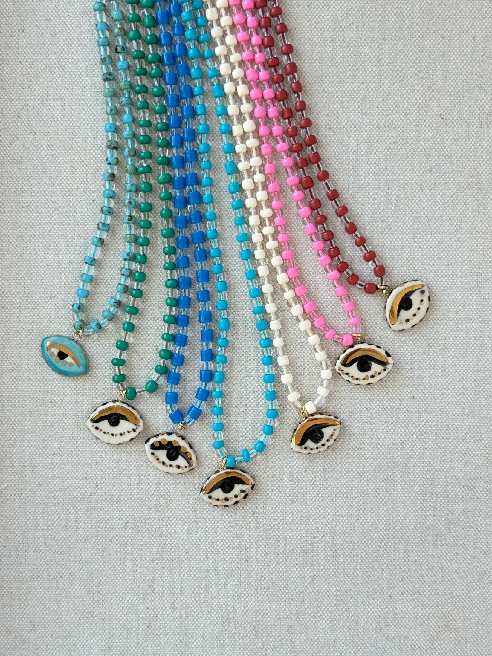 Not so Evil eye Beaded Necklace NEW COLORS