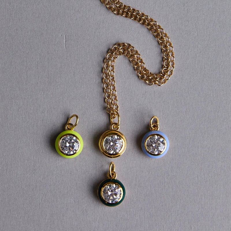 Bezel Necklace - Blue Enamel