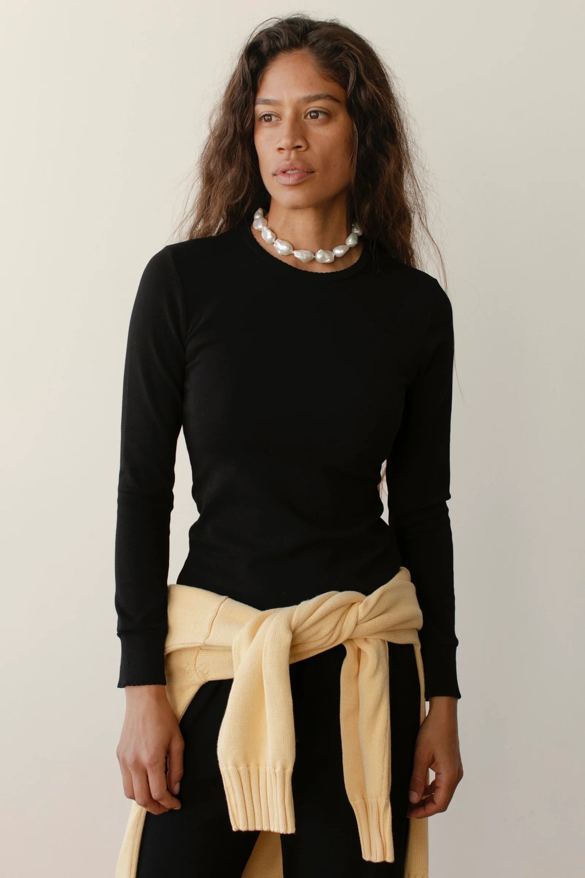 The Baby Rib Scallop Long Sleeve