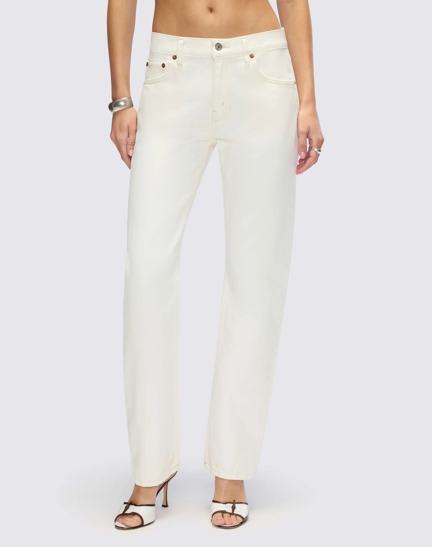 RE/DONE Blondie Mid Rise Crop Jeans – Cream Nonstretch Denim