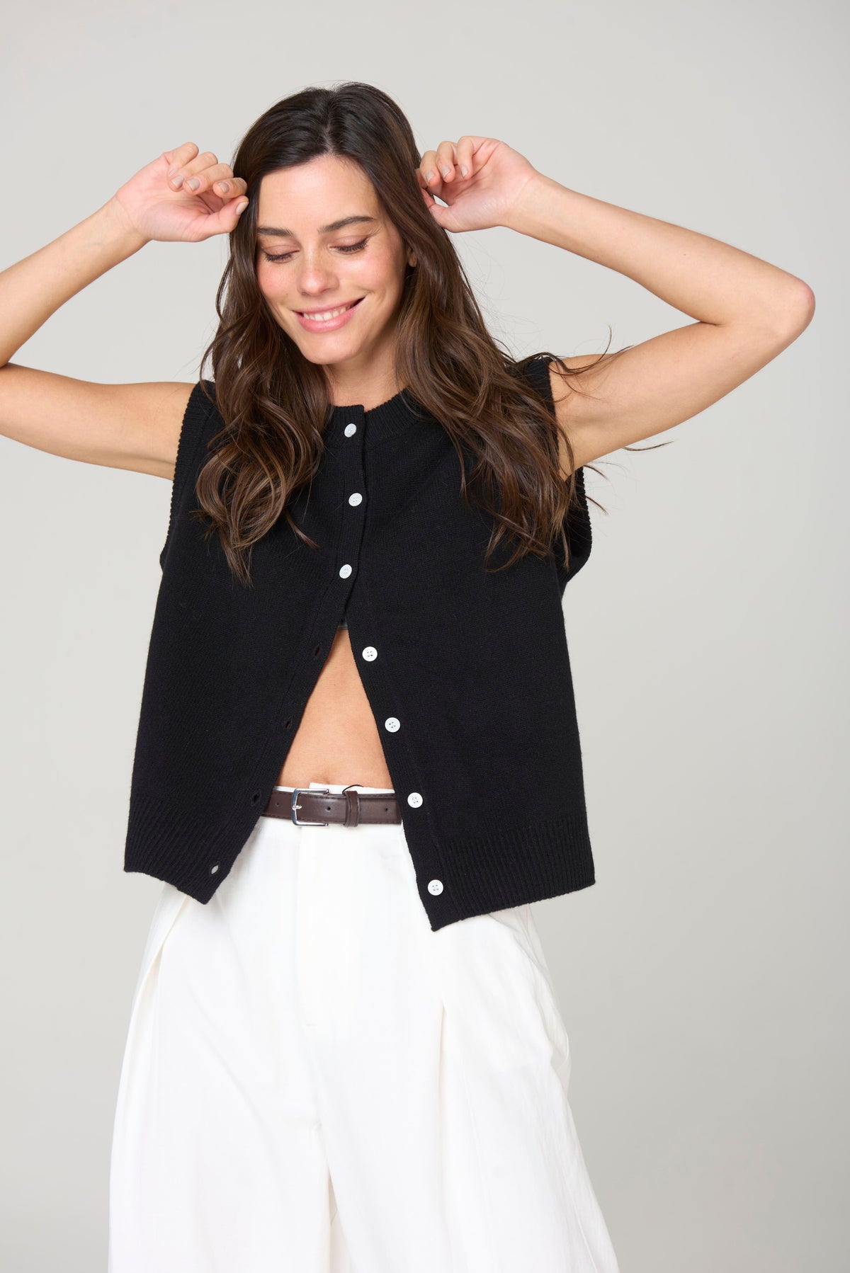 Button Vest- Black