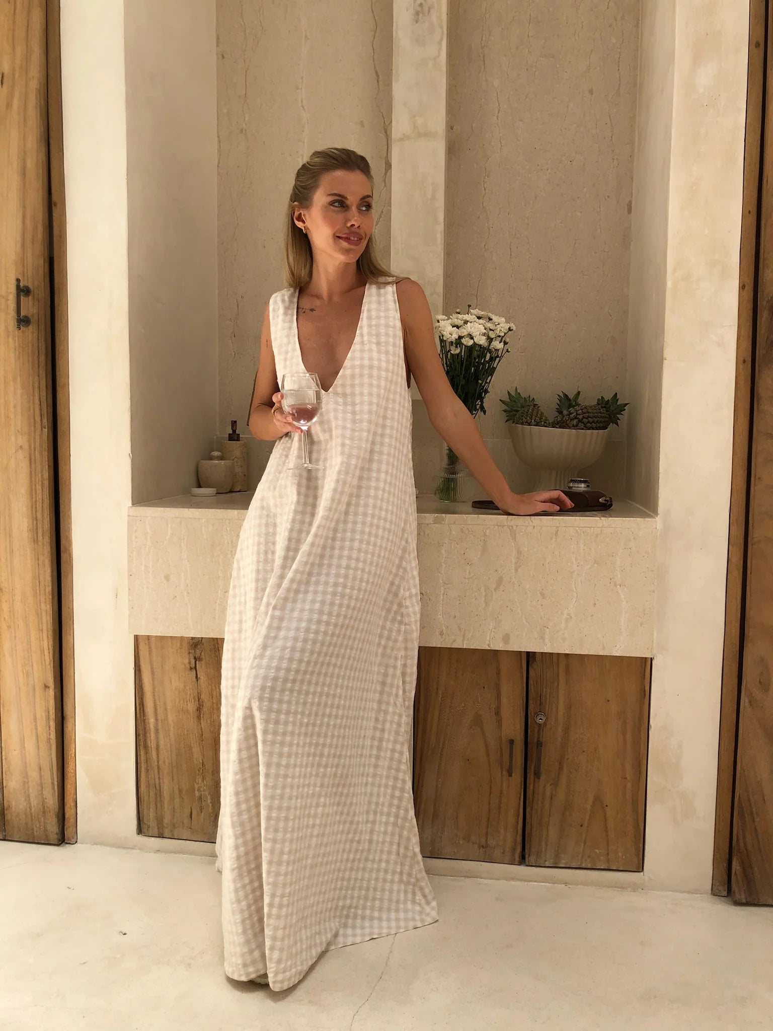 Gili - Beige Gingham