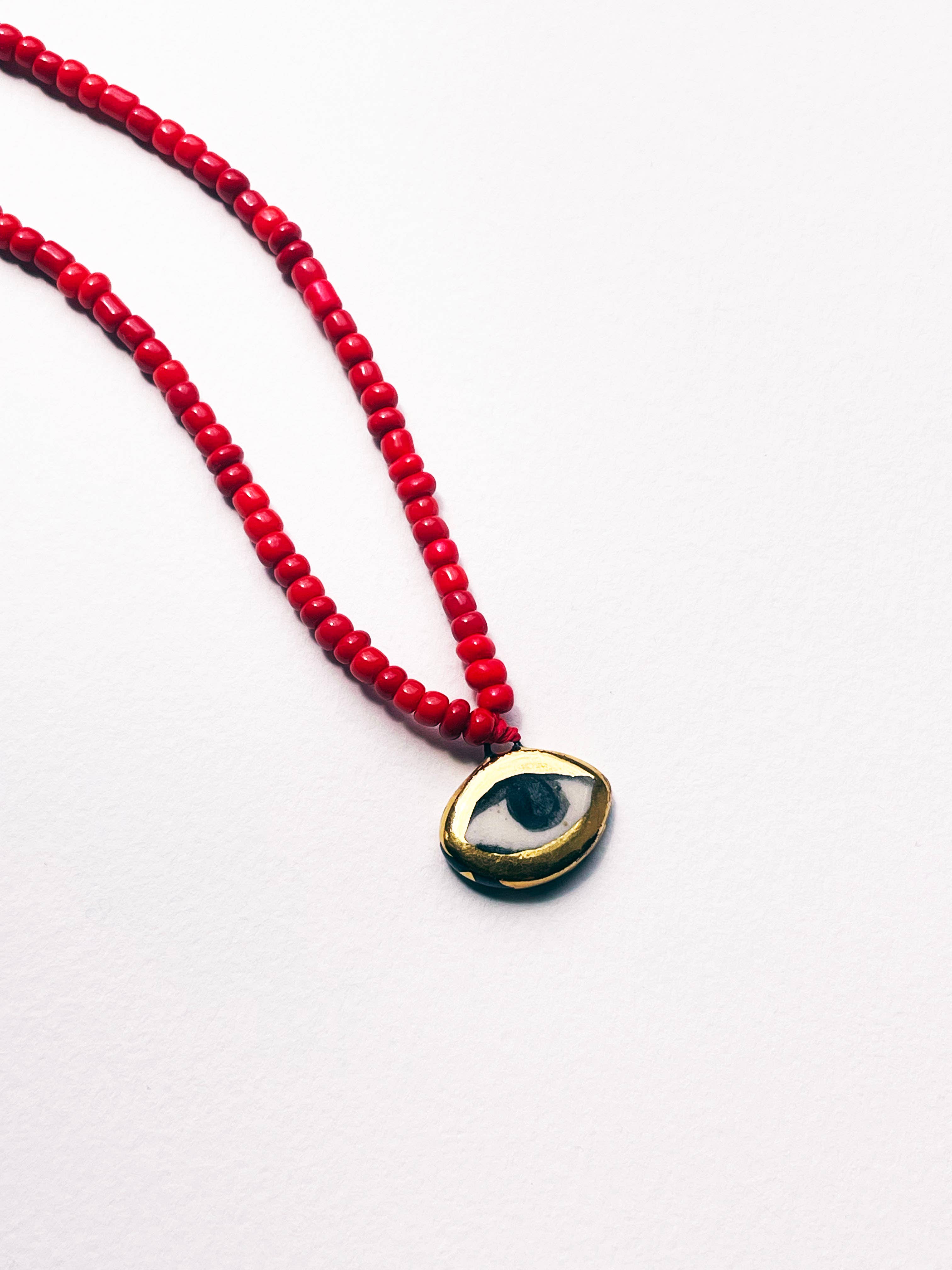 Not so evil eye charm beaded necklace