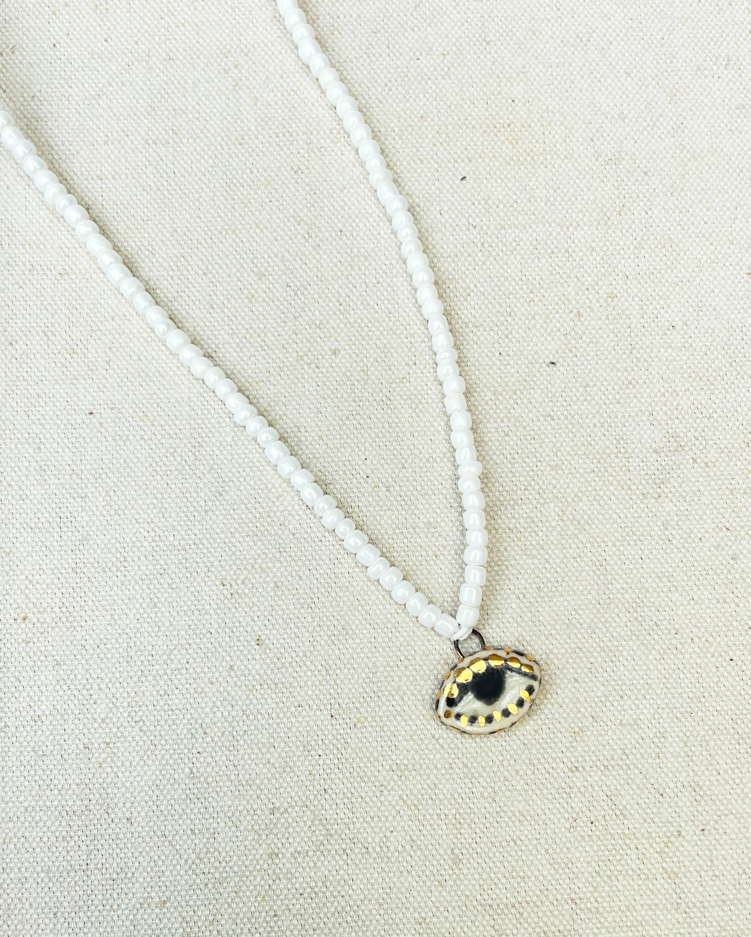 Not so evil eye charm beaded necklace