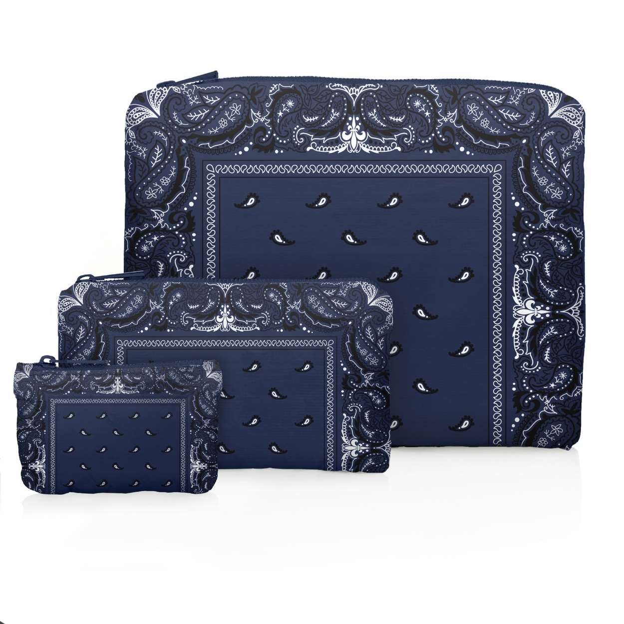 Set of 3 Bandana Pouches - Navy
