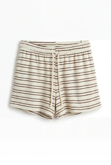 Terry shorts natural/chocolate stripe