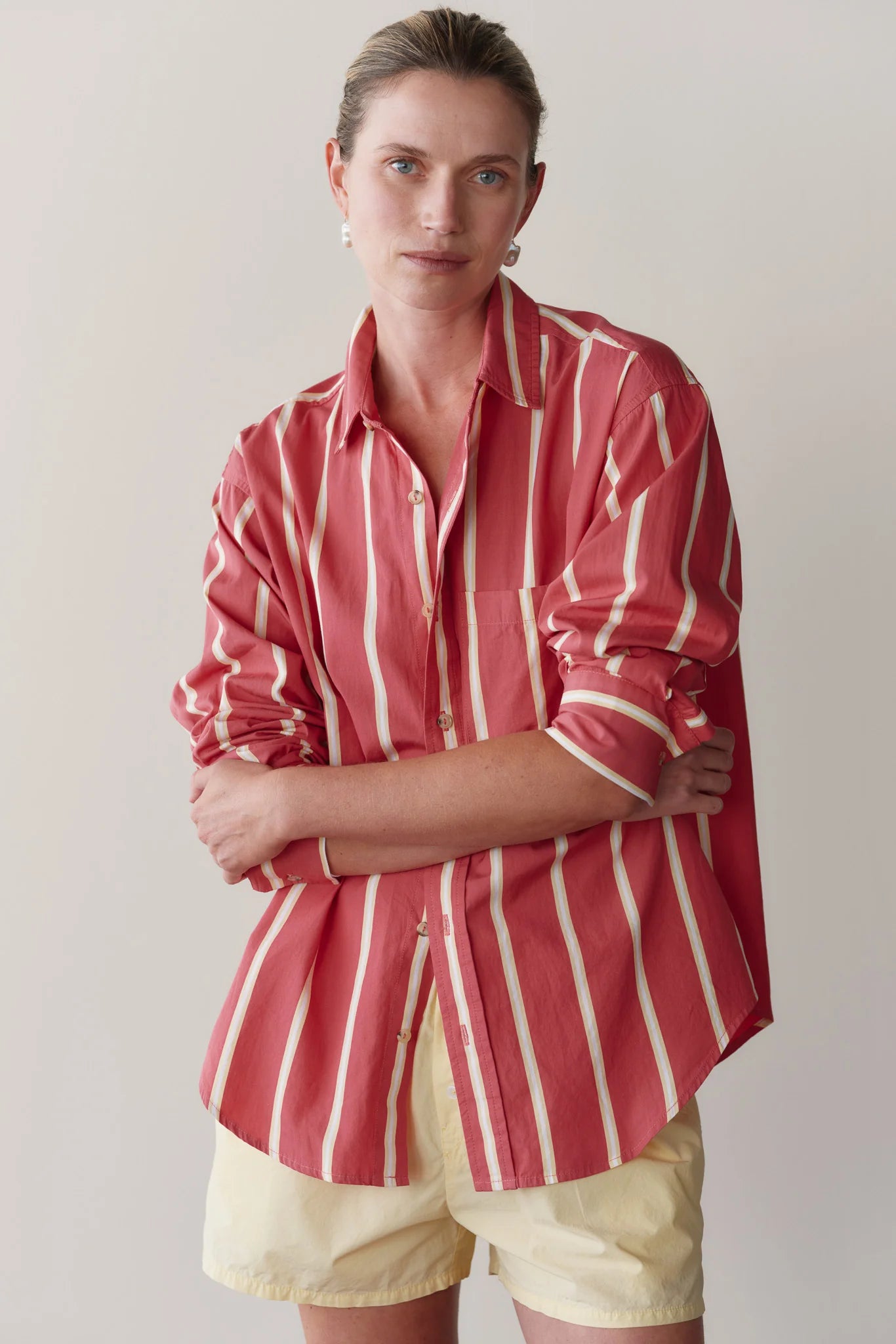 The Pop Stripe Shirt - Raspberry