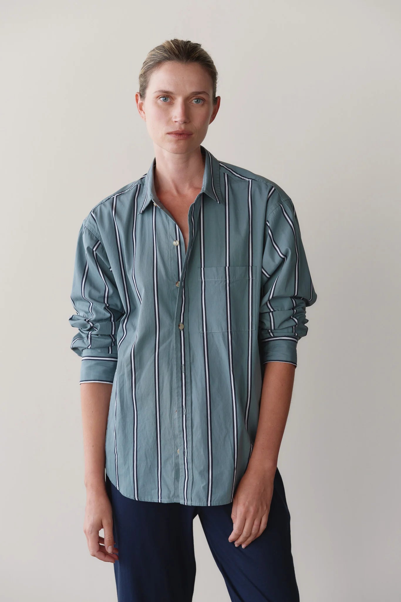 The Pop Stripe Shirt - Sage