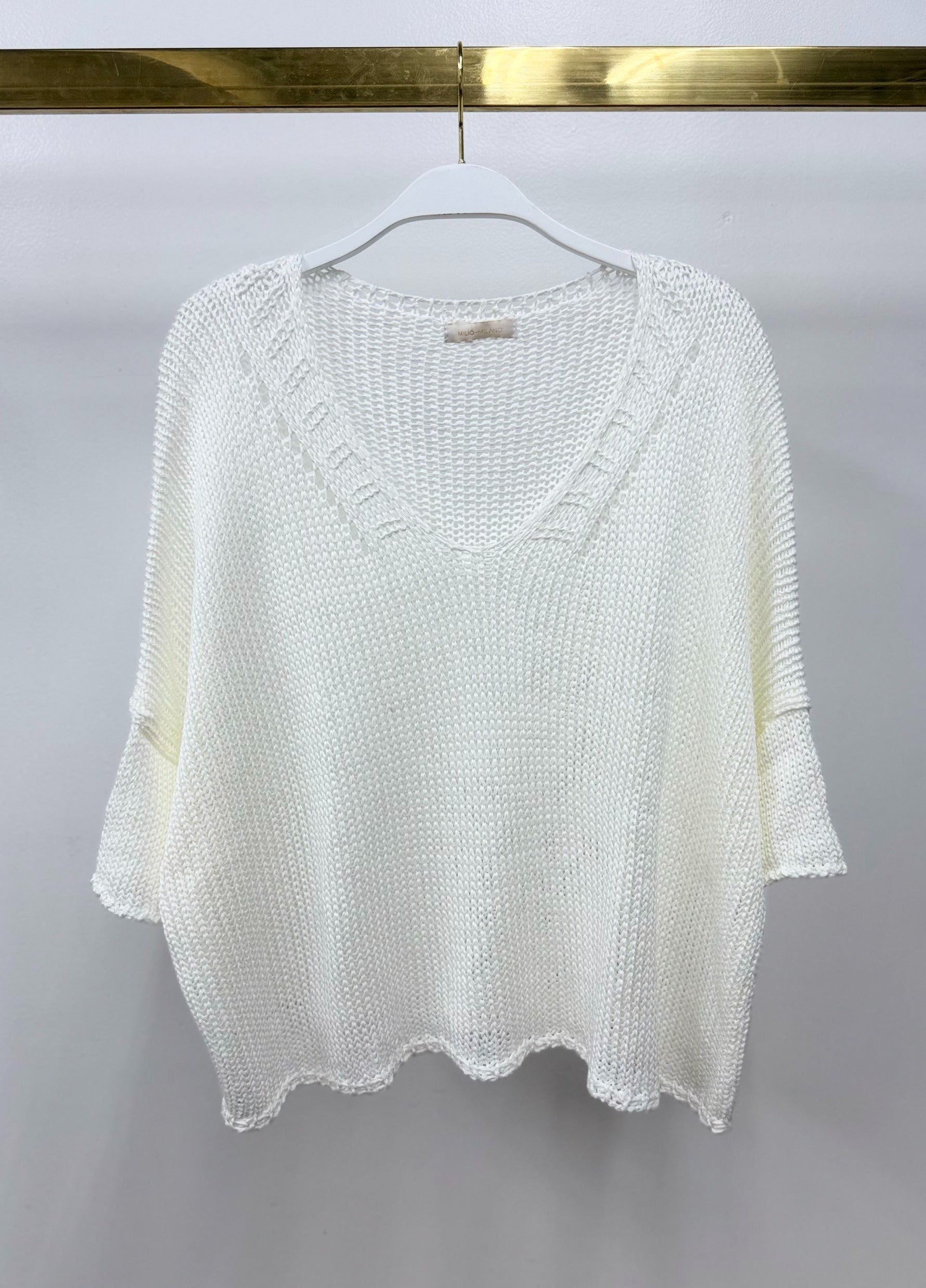 V neck crochet sweater