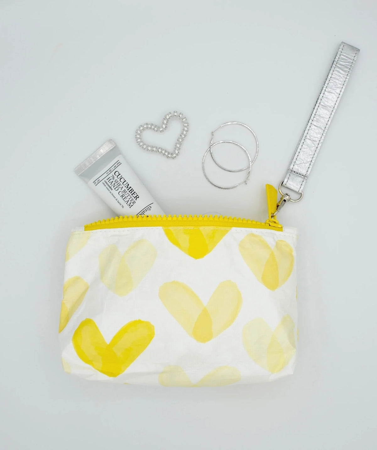Yellow heart wristlet