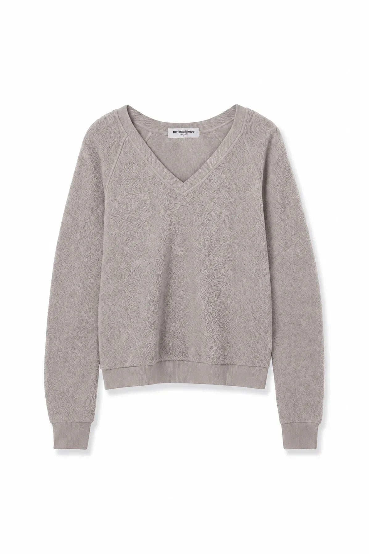 Ziggy v-neck reverse fleece - cloud gray